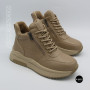 Beige Leather Women's Winter Sneaker Boots Allsy 215009
