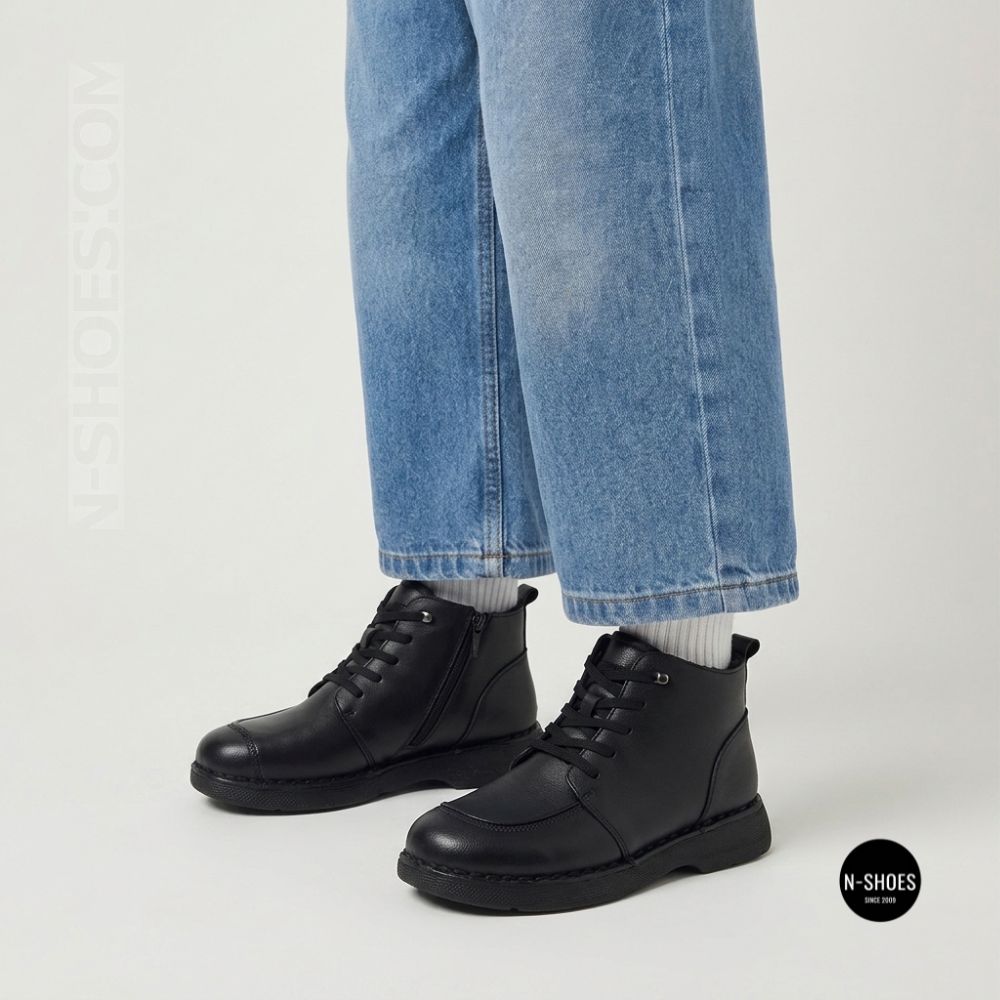 Comfortable Leather Boots Allsy 214972 26Q10M3638-1 6370 BLACK
