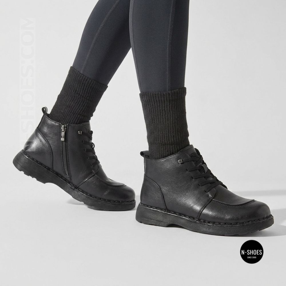 Comfortable Leather Boots Allsy 214972 26Q10M3638-1 6370 BLACK