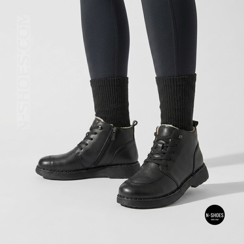Comfortable Leather Boots Allsy 214972 26Q10M3638-1 6370 BLACK