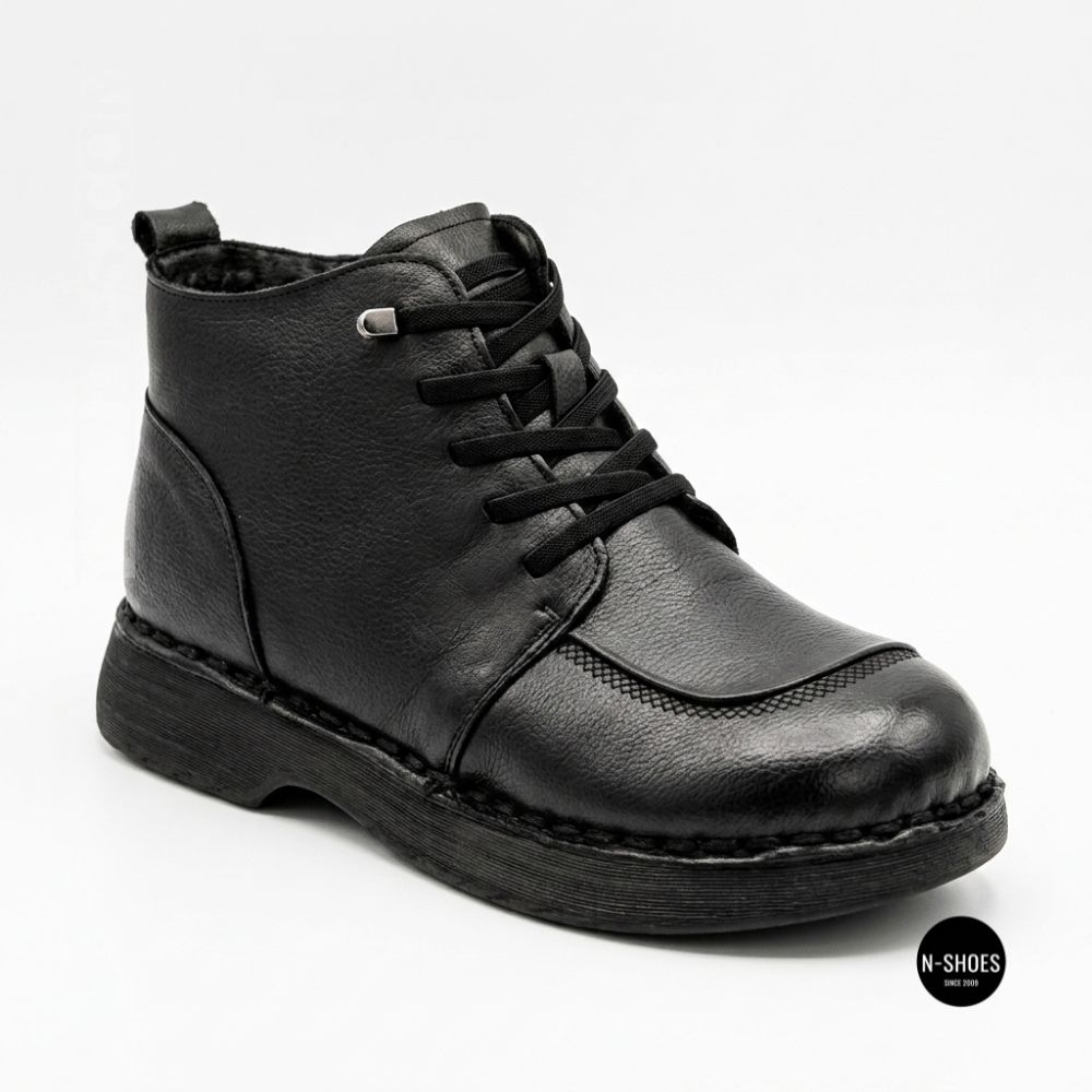 Comfortable Leather Boots Allsy 214972 26Q10M3638-1 6370 BLACK