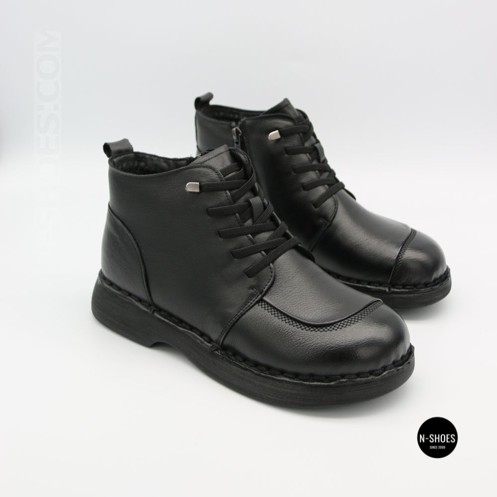 Comfortable Leather Boots Allsy 214972 26Q10M3638-1 6370 BLACK
