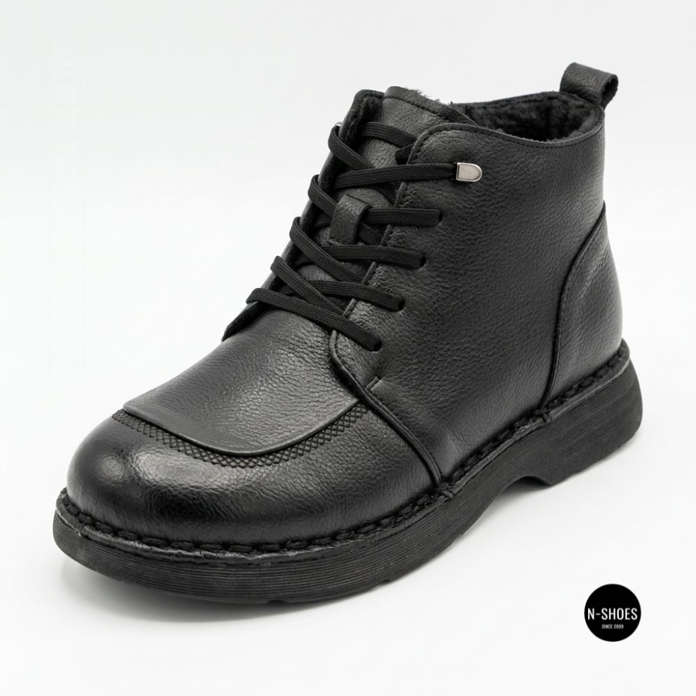 Comfortable Leather Boots Allsy 214972 26Q10M3638-1 6370 BLACK