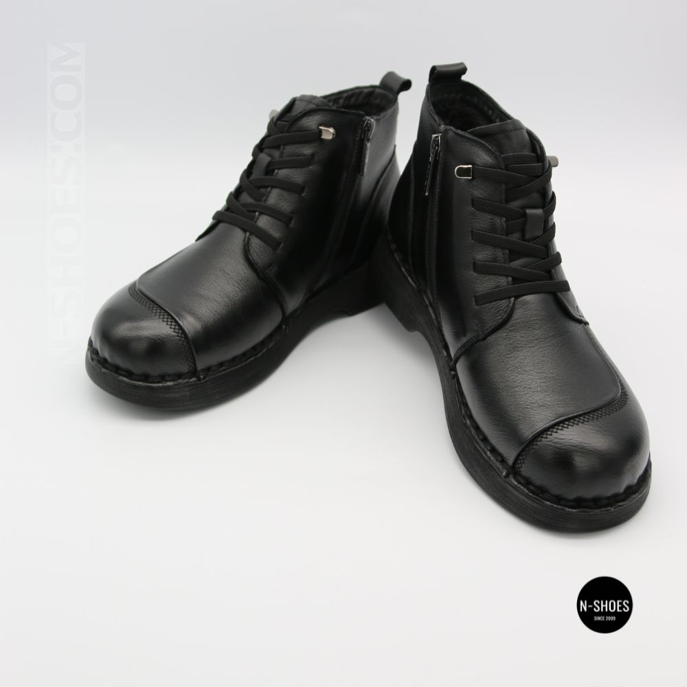 Comfortable Leather Boots Allsy 214972 26Q10M3638-1 6370 BLACK