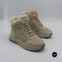 Beige Leather Winter Boots Allsy 216592 MILK 6383