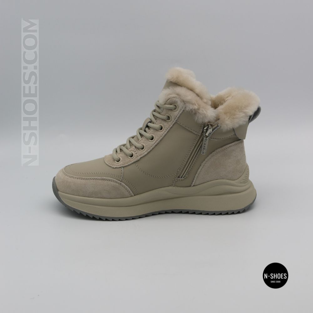 Beige Leather Winter Boots Allsy 216592 MILK 6383
