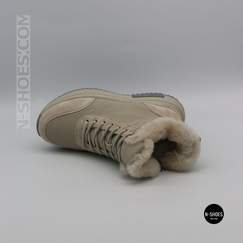 Beige Leather Winter Boots Allsy 216592 MILK 6383