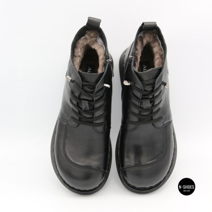 Женские кожаные зимние ботинки Allsy 214972 26Q10M3638-1 BLACK 6386 с анатомическим носком