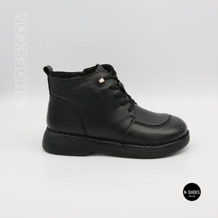 Женские кожаные зимние ботинки Allsy 214972 26Q10M3638-1 BLACK 6386 с анатомическим носком