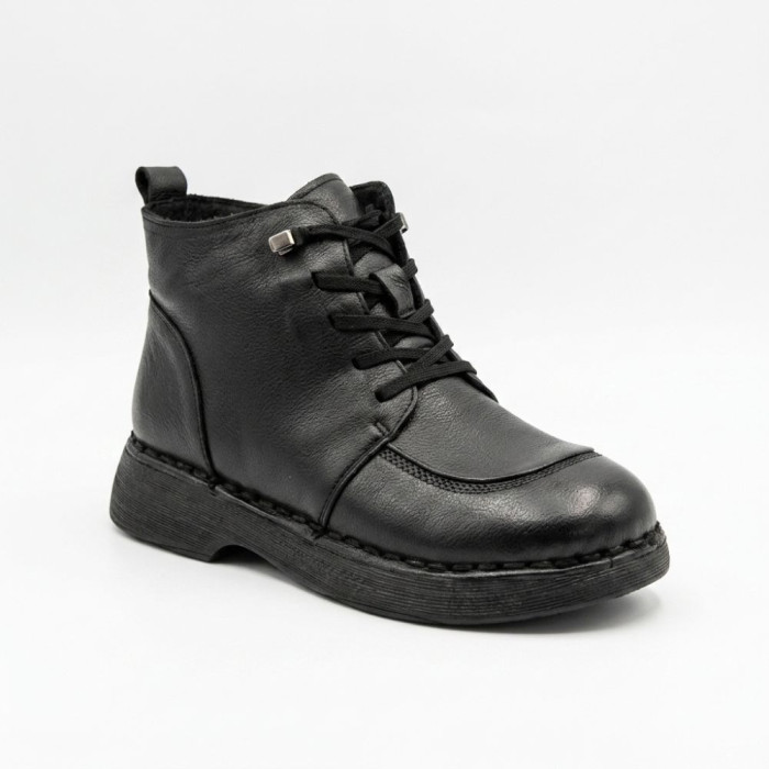 Женские кожаные зимние ботинки Allsy 214972 26Q10M3638-1 BLACK 6386 с анатомическим носком