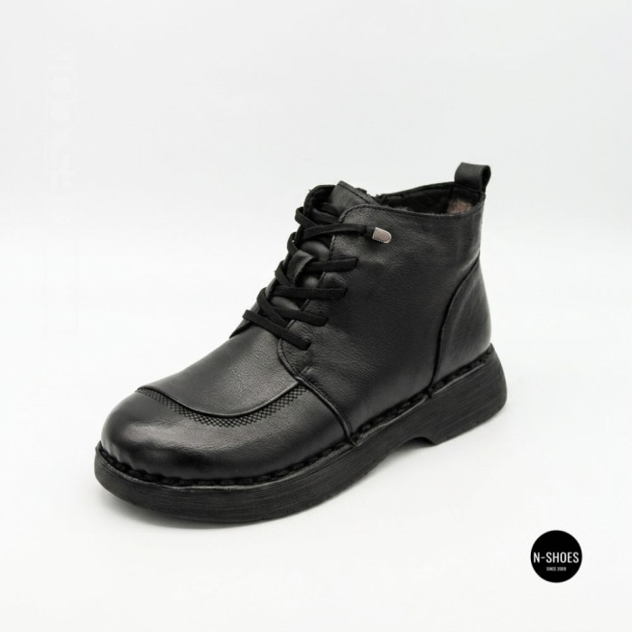 Женские кожаные зимние ботинки Allsy 214972 26Q10M3638-1 BLACK 6386 с анатомическим носком