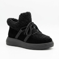 Women's winter ugg boots Allsy 217171 89393-80-1 BLACK SUEDE 6388 comfortable black made of natural suede with a lambskin upper