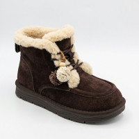 Women's winter ugg boots Allsy 216327 Z6513-1 BLACK SUEDE 6391 trendy chocolate made of natural suede with decorations