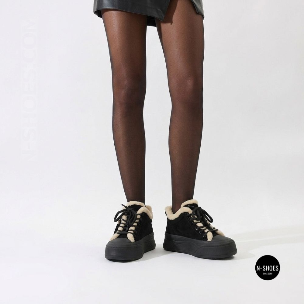 Трендовые зимние ботинки Allsy 219424 26N03 BLACK SUEDE 6392