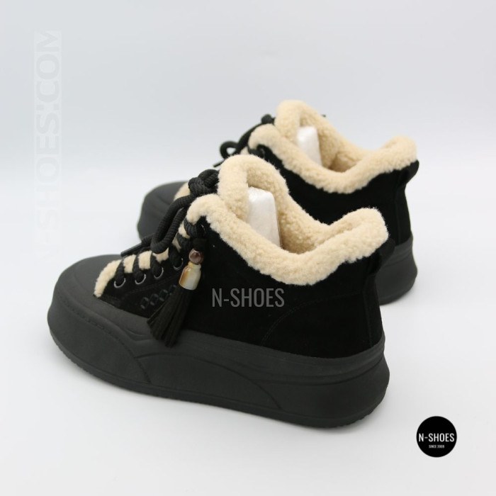 Чорні жіночі уггі Allsy 219424 26N03 BLACK SUEDE 6392 з хутром