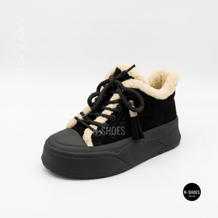 Чорні жіночі уггі Allsy 219424 26N03 BLACK SUEDE 6392 з хутром