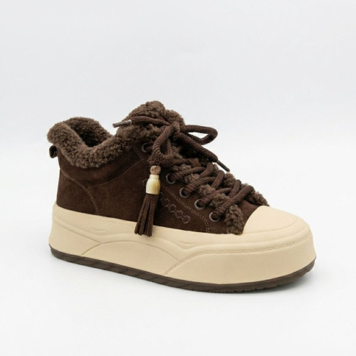 Жіночі зимові черевики уггі Allsy 219423 26N03 BROWN SUEDE 6393 трендові коричневі з натуральної замші з прикрасами