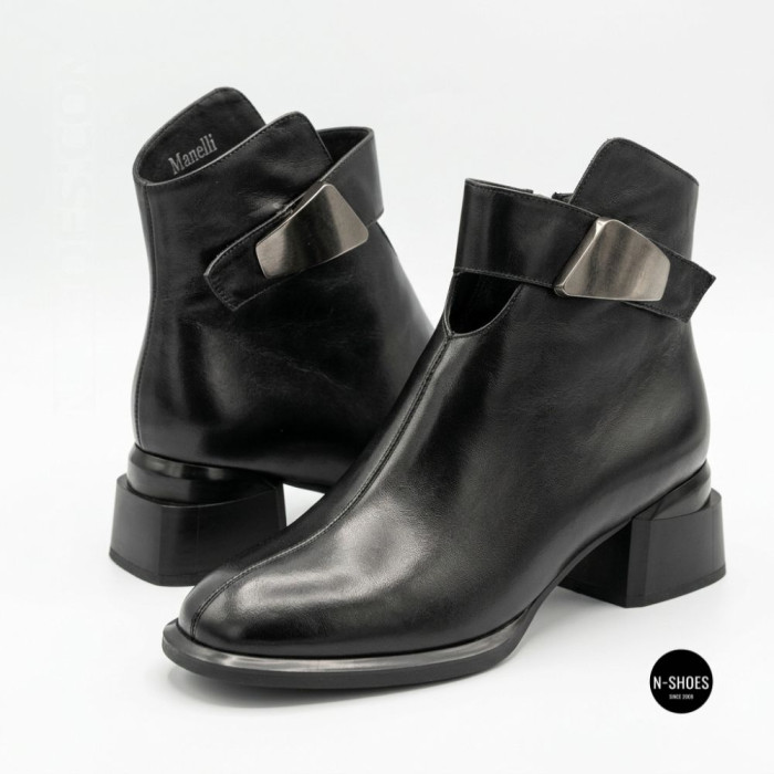 Женские кожаные ботильоны Fabio Monelli 215049 LE1245-WS678-YP1718B BLACK Lonza 220213 6395
