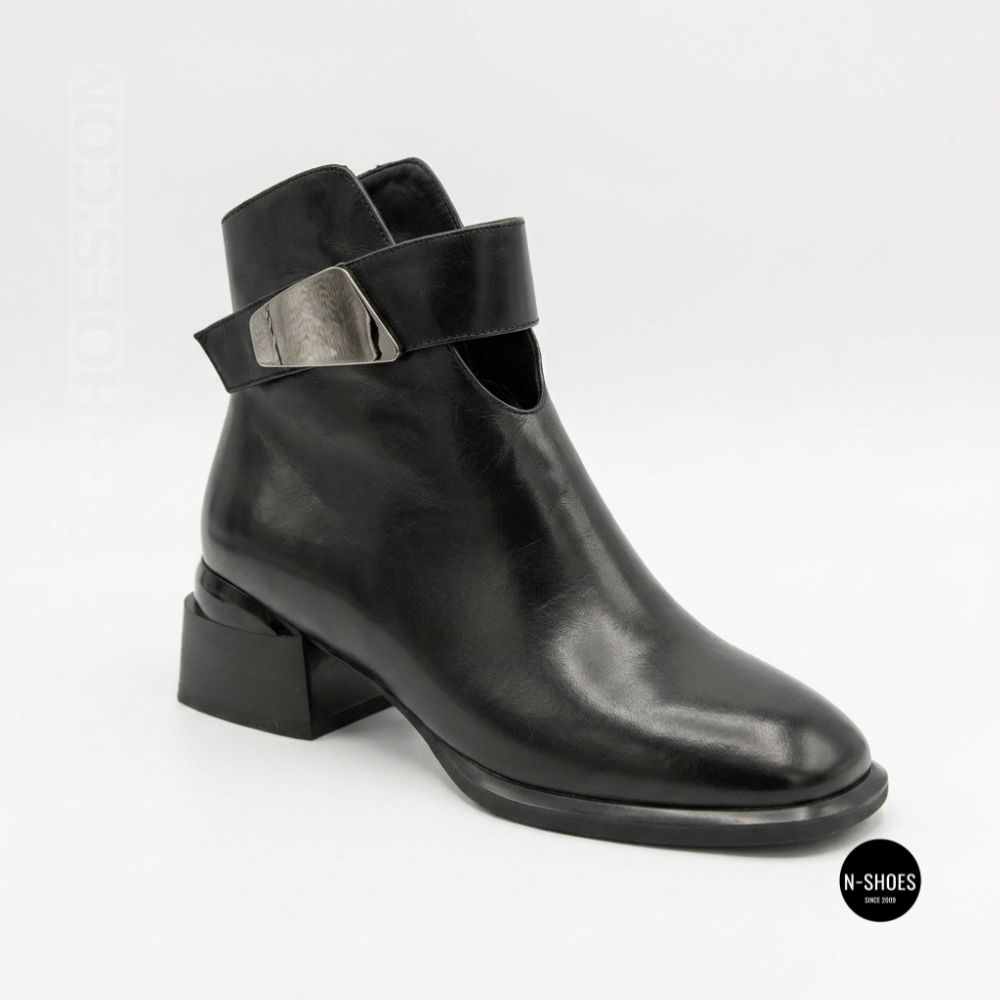Жіночі шкіряні ботильйони Fabio Monelli 215049 LE1245-WS678-YP1718B BLACK Lonza 220213 6395