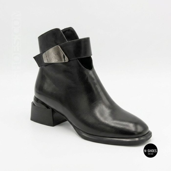 Женские кожаные ботильоны Fabio Monelli 215049 LE1245-WS678-YP1718B BLACK Lonza 220213 6395