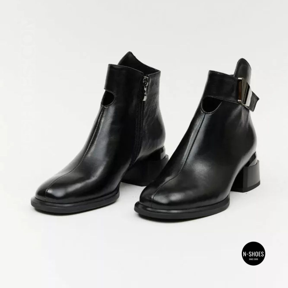 Жіночі шкіряні ботильйони Fabio Monelli 215049 LE1245-WS678-YP1718B BLACK Lonza 220213 6395