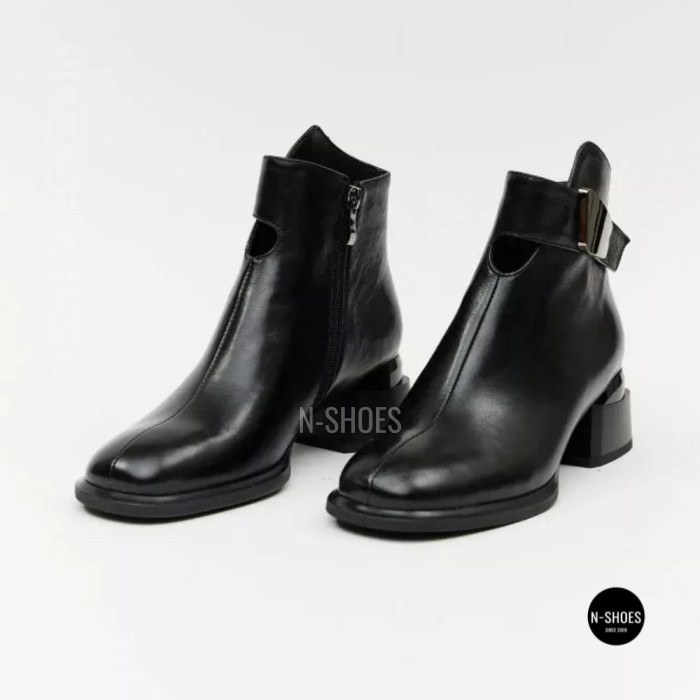 Жіночі шкіряні ботильйони Fabio Monelli 215049 LE1245-WS678-YP1718B BLACK Lonza 220213 6395