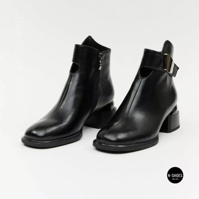 Женские кожаные ботильоны Fabio Monelli 215049 LE1245-WS678-YP1718B BLACK Lonza 220213 6395