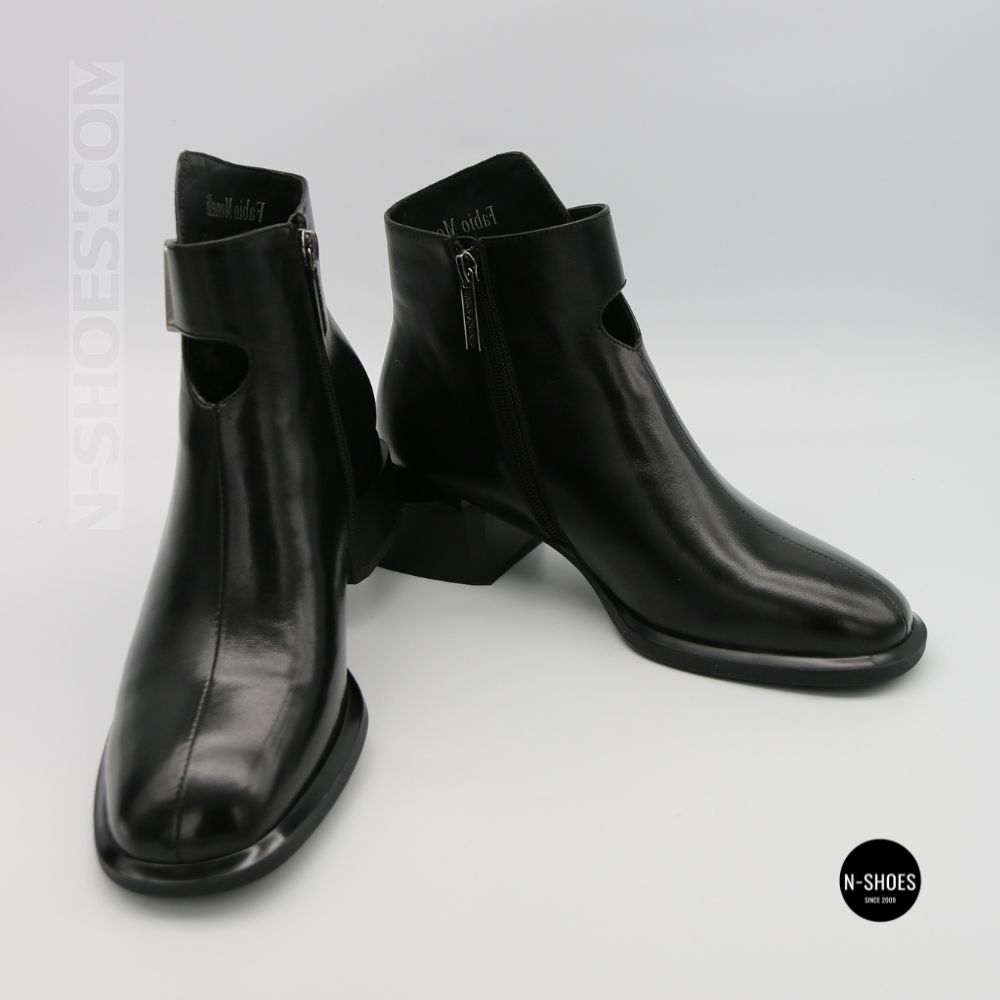 Жіночі шкіряні ботильйони Fabio Monelli 215049 LE1245-WS678-YP1718B BLACK Lonza 220213 6395