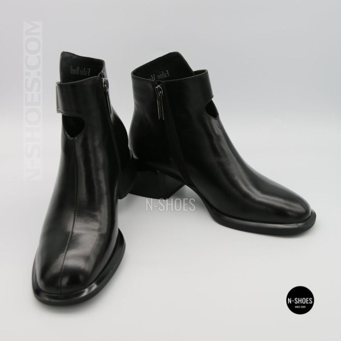 Жіночі шкіряні ботильйони Fabio Monelli 215049 LE1245-WS678-YP1718B BLACK Lonza 220213 6395