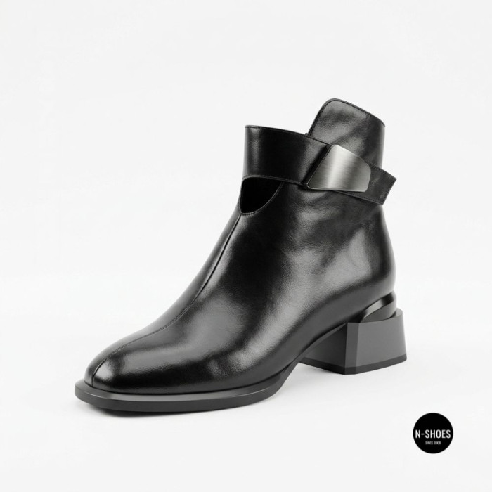 Женские кожаные ботильоны Fabio Monelli 215049 LE1245-WS678-YP1718B BLACK Lonza 220213 6395