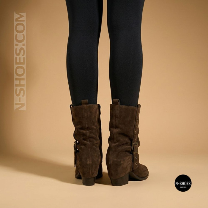 Элегантные замшевые казаки Lonza 216422 220177 59132-17R-Z Nelson BROWN SUEDE 6397 шоколадные