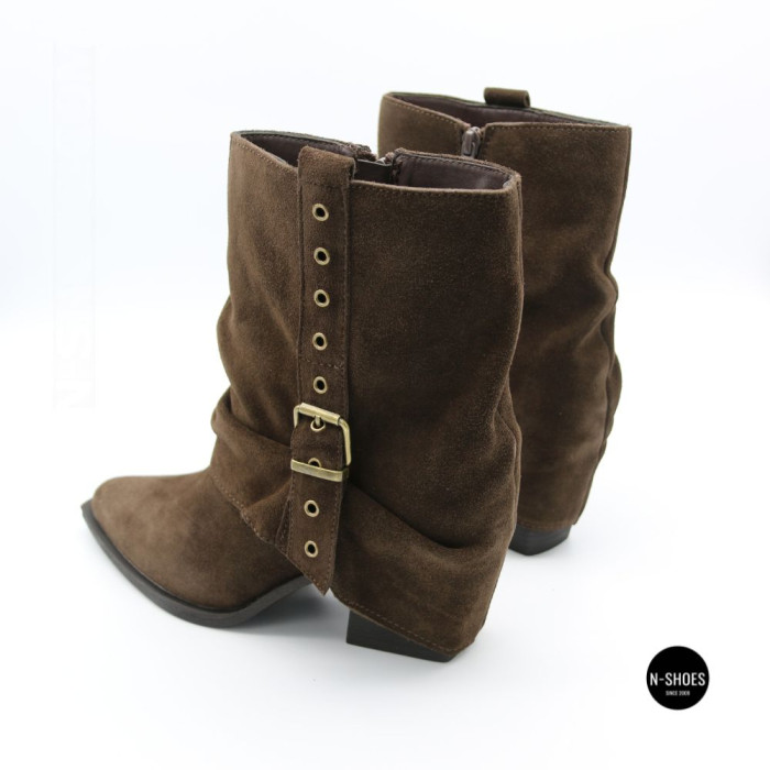 Элегантные замшевые казаки Lonza 216422 220177 59132-17R-Z Nelson BROWN SUEDE 6397 шоколадные