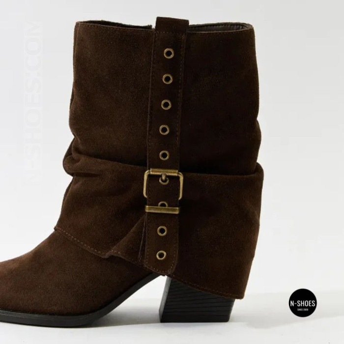 Элегантные замшевые казаки Lonza 216422 220177 59132-17R-Z Nelson BROWN SUEDE 6397 шоколадные