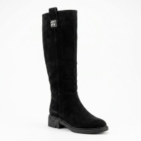 Women's black boots Fabio Monelli 216477 BG370-A829-015BG BLACK SUEDE 6399 classic genuine leather suede euro winter