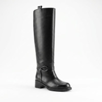 Women's leather low-heeled pipe boots Lonza 218669 H258HD-18-W29-N1249-HP BLACK 6400 trendy demi-season classics made of genuine leather