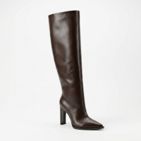 Elegant women's high boots N-SHOES Lirio HS 525 95KRsh.rant-51obt 6401 demi-season chocolate brown with block heel