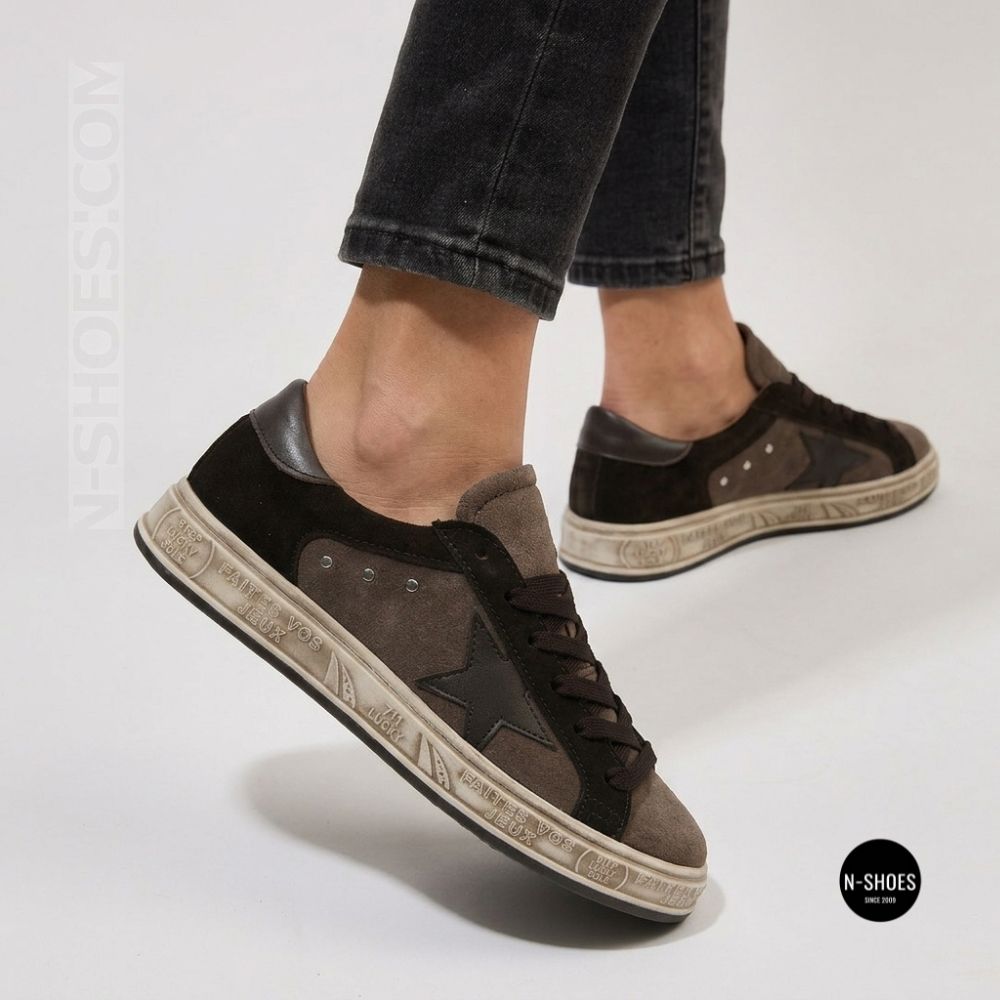 Alex Bens 102121-81 6413 Suede Sneakers in Golden Goose Style