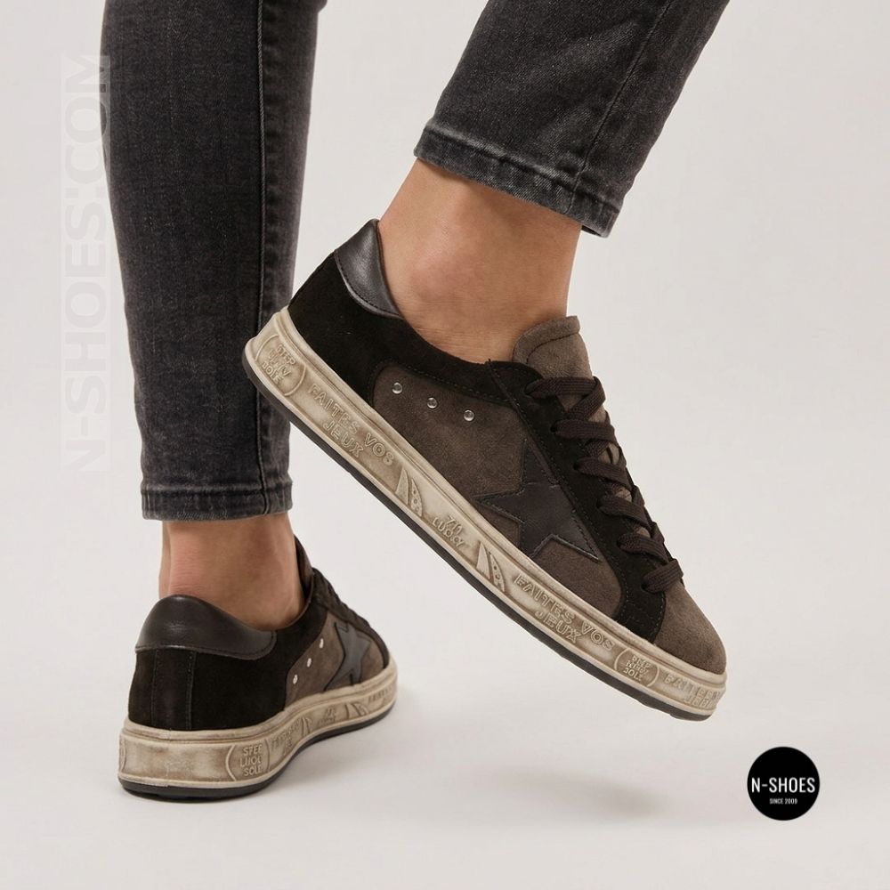 Alex Bens 102121-81 6413 Suede Sneakers in Golden Goose Style