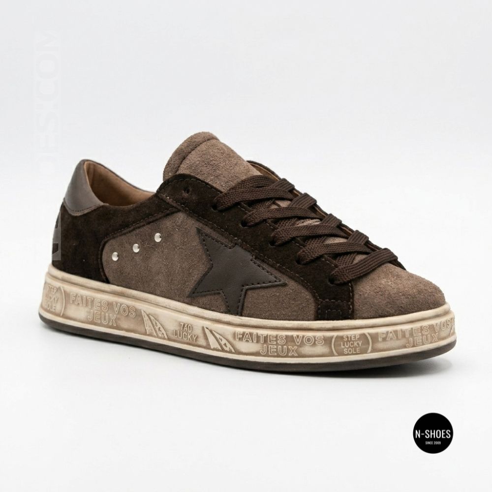 Alex Bens 102121-81 6413 Suede Sneakers in Golden Goose Style