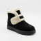 Black suede women's boots Allsy 216010 561-8591-1zm black 6423 winter with thick soles, decorated with contrasting white fur and a convenient Velcro fastener