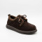Suede loafers Allsy 216264 lt-26n26a1-18zm 6426 chocolate on a thick sole, trimmed inside and along the edges with soft fur and complemented by lacing with decorative