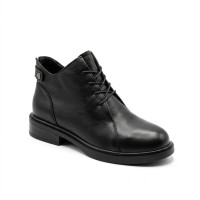 Жіночі демісезонні шкіряні черевики Allsy 216529 Lonza 217898 25D1R790-1 BLACK 6431 чорного кольору на низьких підборах