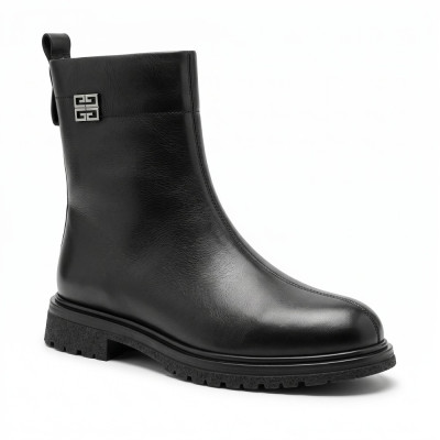 Женские ботинки демисезонные Allsy 216525 25D1R379-1 BLACK 6438 из натуральной кожи черного цвета на низком ходу