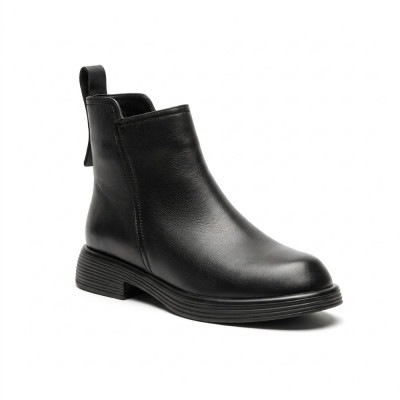 Women's black leather Chelsea boots ALLSY 216527 25D1R383-1 6440 BLACK a basic style featuring a low heel and a zipper