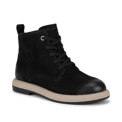 Жіночі зимові черевики Allsy 216600 25Z53-ZM001-1 BLACK 6442 з натурального нубуку на шнурівці та блискавці з анатомічним носком