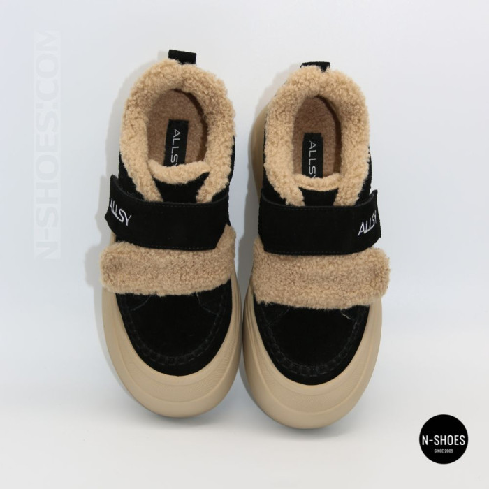 Теплі замшеві хайтопи ALLSY 217674 20K06ZS167-1 BLACK 6443