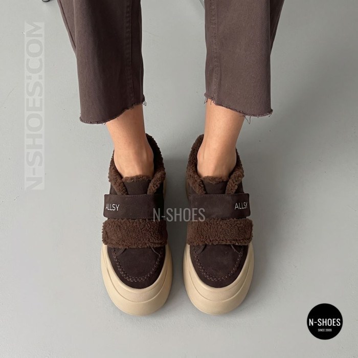 Уютные кроссовки ALLSY 217676 26k66z5167-3 Brown Suede 6444