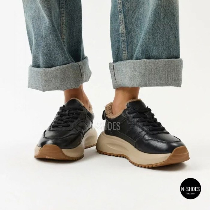 Women's Winter Leather Sneakers ALLSY 215023 with Fur