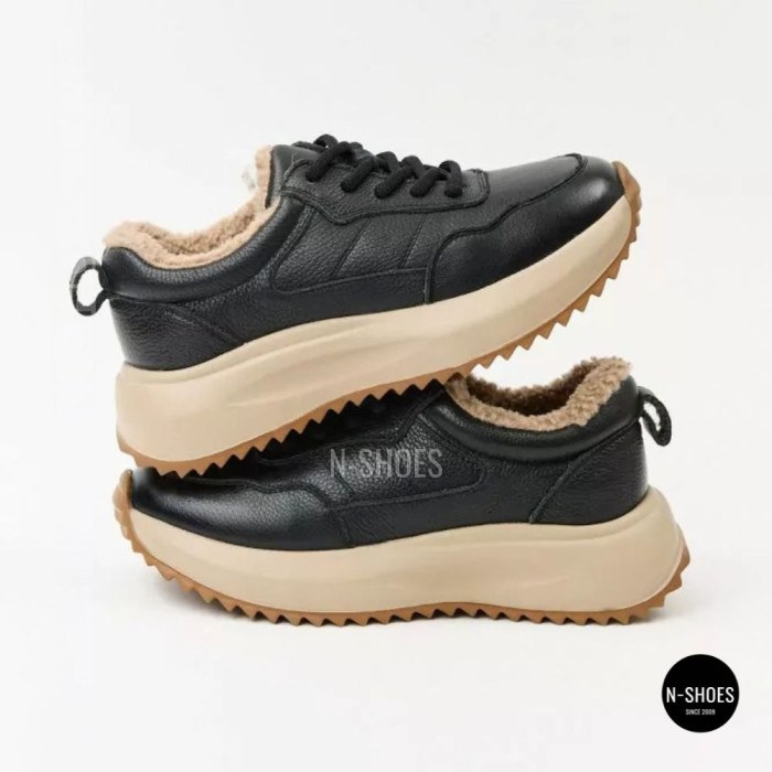 Women's Winter Leather Sneakers ALLSY 215023 with Fur