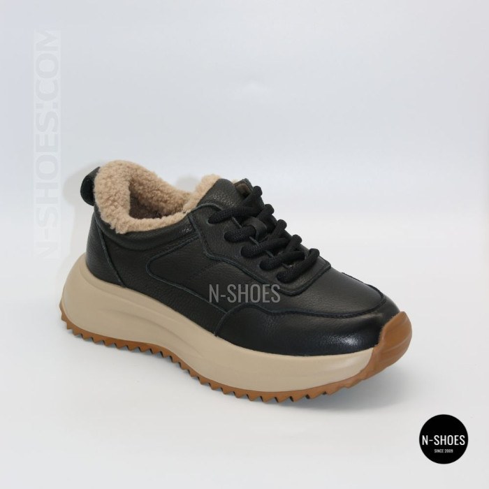 Women's Winter Leather Sneakers ALLSY 215023 with Fur